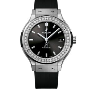 위블로 클래식퓨전 38mm 565.NX.1470.RX.1204 Diamond Bezel Steel Leather Strap Black Dial[HB]
