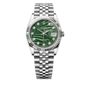 롤렉스 데이저스트 36mm 126234-0055 Full 904L Diamond Olive Green Palm Motif Dial Jubilee[VS]