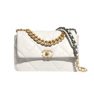 [프리미엄/해외배송]샤넬 19백 라지 플랩 백(화이트/금장/램스킨)