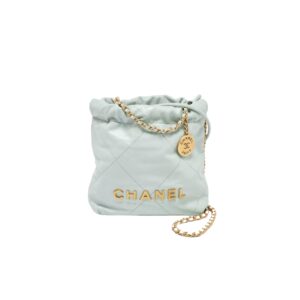 [프리미엄/해외배송]샤넬 22백 미니 핸드백(라이트블루/금장/램스킨)