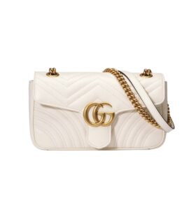 [프리미엄/해외배송]구찌 GG 마몽 마틀라세 스몰 숄더백(화이트/금장)