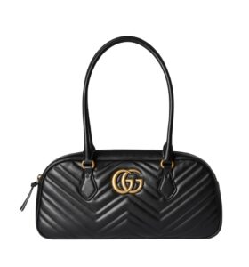 [프리미엄/해외배송]구찌 GG 마몽 미디엄 탑 핸들백(블랙/금장)