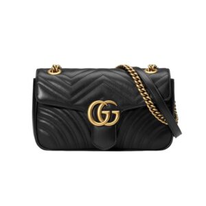 [프리미엄/해외배송]구찌 GG 마몽 스몰 숄더백(블랙/금장)