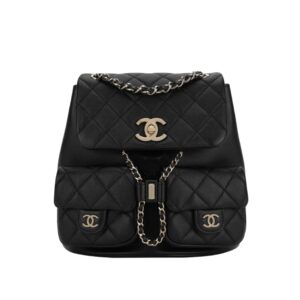 [프리미엄/해외배송]샤넬 듀마 백팩 더블포켓 미디엄(블랙/금장/카프스킨)