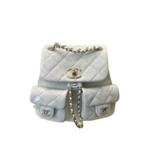 [프리미엄/해외배송]샤넬 듀마 백팩 더블포켓 스몰(화이트/금장/캐비어)