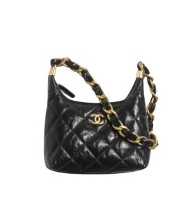 [프리미엄/해외배송]샤넬 빅체인 빈티지 스몰 호보백(블랙/금장/램스킨)
