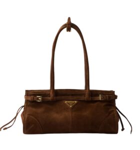 [프리미엄/해외배송]프라다 스웨이드 미디엄 핸드백(브라운)