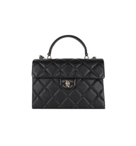 [프리미엄/해외배송]샤넬 탑핸들 체인 미디엄 플랩 백(블랙/금장/캐비어)