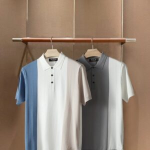 [국내배송]로로피아나 2025SS 세로배색포인트 자수로고 쿨니트 카라