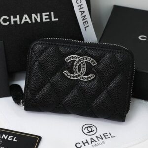 [국내배송]샤넬 CC 레터링 지퍼 캐비어 카드 지갑