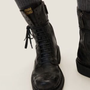 [국내배송]미우미우 [ miu ] 수입 가죽 레이스 부티 – 블랙 –