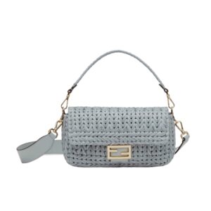 [프리미엄/해외배송]펜디 바게트 백 미디엄 인터레이스(블루 그레이)